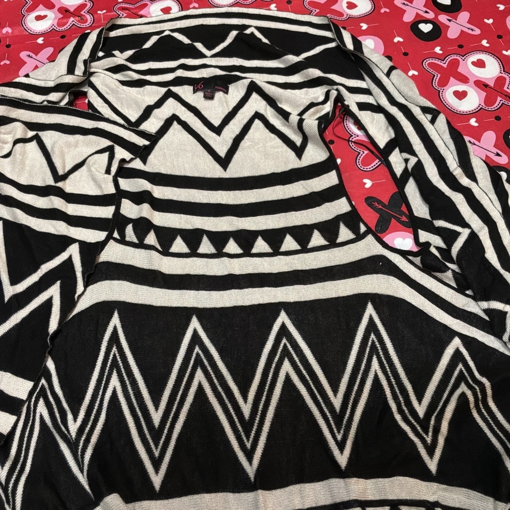 Womens T/O Black White Coastal Girl Grandmacore Quiet Luxury Boho Sweater Small